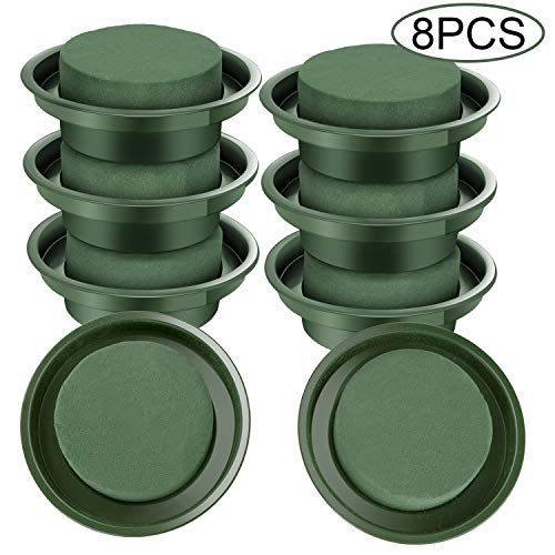 LUTER 8 Piezas Conjunto de de Composición Floral - Espuma floral, Bloque de Espuma Redondo Verde, Espuma Floral Esponja para Flores Secas Manualidades, Decoración de Bodas, Suministros de Floristería