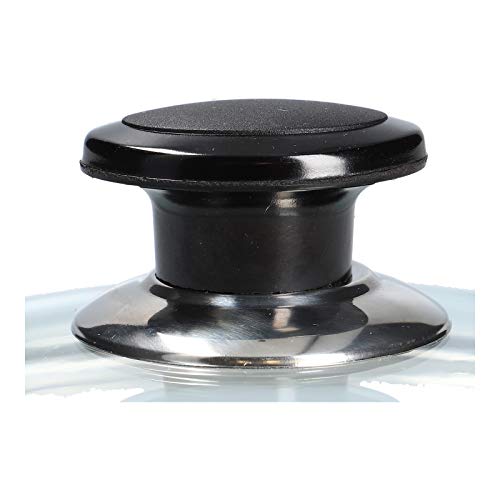 LUTH Premium Profi Parts - Tapa de Vidrio Universal 16cm con manija y Borde Protector de Acero Inoxidable para ollas, sartenes, caserolas.