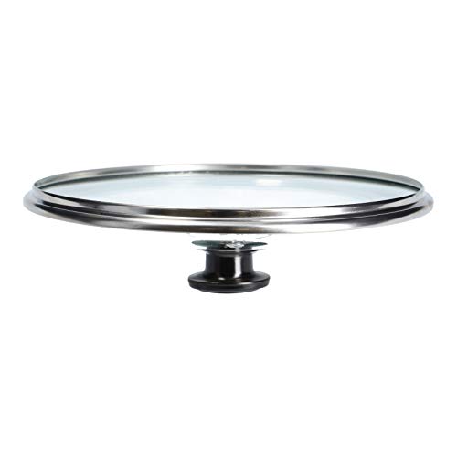 LUTH Premium Profi Parts - Tapa de Vidrio Universal 16cm con manija y Borde Protector de Acero Inoxidable para ollas, sartenes, caserolas.
