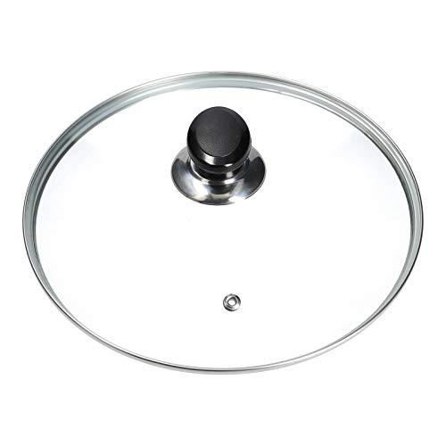 LUTH Premium Profi Parts - Tapa de Vidrio Universal 16cm con manija y Borde Protector de Acero Inoxidable para ollas, sartenes, caserolas.