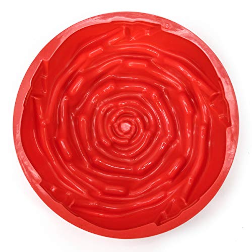 LUUFAN 9.4" Moldes Para Pan de Silicona Con Forma de Flor, Molde Para Hornear Grande con Forma de Rosa Para Pastel, Pan, Muffin, Tarta de Queso, Pastel(Rose-Red)