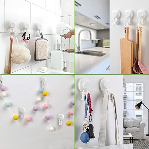Luxear Ganchos de succión Ganchos de Ventosa de vacío Fuertes Ganchos de plástico extraíbles sin Taladro Gancho de succión Fuerte Sujeta hasta 5 kg Gancho de succión de baño de Cocina
