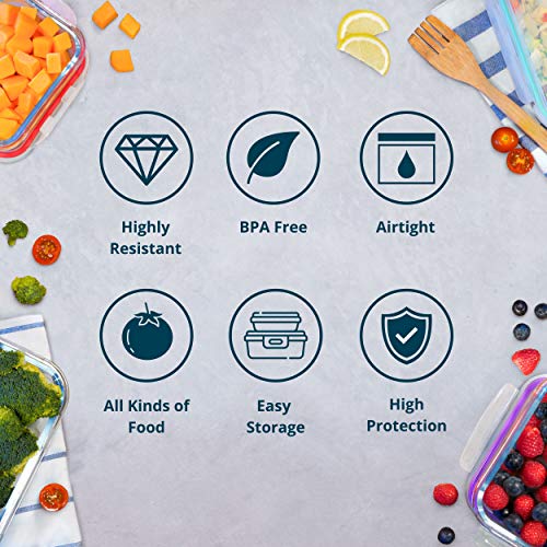 Luxury & Grace Pack 4 Recipientes de Cristal 1500 ml. Cierre Hermético y Válvula de Vapor. Envases Contenedores Aptos para Microondas, Horno, Lavavajillas y Congelador. Sin BPA.