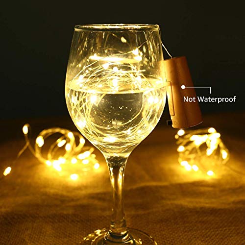 luz de Botella, Guirnaldas Luces LED con Corcho 2m 20 LED a Pilas, para Romántico Boda, Navidad, Fiesta, Hogar, Exterior, Jardín,Blanco Cálido(8 Pack） [Clase de eficiencia energética A+++]arm White