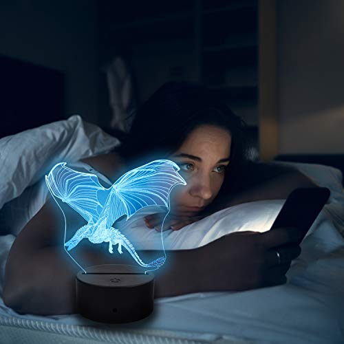 Luz de noche de dinosaurio 3D para niños Lámpara de ilusión 3D Multicolor con control remoto para sala de estar Bar Habitación Juguetes de regalo