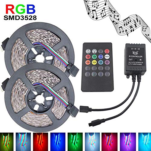 Luz Flexible 3528 RGB LED Strip Luz Flexible 10M 600Led / m Música IR Control Remoto DC12V