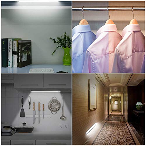 Luz Nocturna, Hnlife Led Armario con Sensor de Movimiento Recargable 33 LED 4 Modos con Cinta Adhesiva Magnética para Armario, Pasillo, Estantería, Escalera