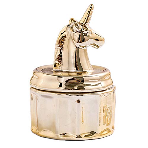 Lwieui Espejo Joyero Soporte de Anillo de abalorio de Caja de joyería de cerámica de Unicornio, Aniversario de Boda, cumpleaños, Regalo Nupcial Cajas y organizadores (Color : Free, Size : 8x12cm)