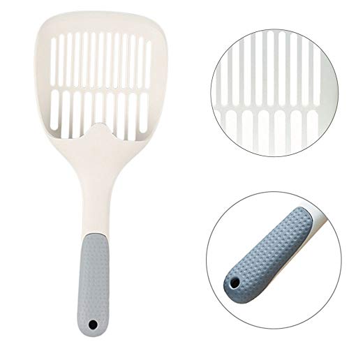 LWXCHE06 Pala Plástico para Gato con Mango Largo Recogedor de Arena para Gatos Pala de Basura para Gatos Pala de Arena para Gatos Tamiz de Plástico Duradero Pala para Mascotas Gatos Gris 1 Pieza