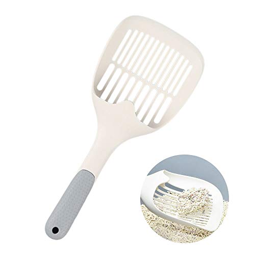 LWXCHE06 Pala Plástico para Gato con Mango Largo Recogedor de Arena para Gatos Pala de Basura para Gatos Pala de Arena para Gatos Tamiz de Plástico Duradero Pala para Mascotas Gatos Gris 1 Pieza