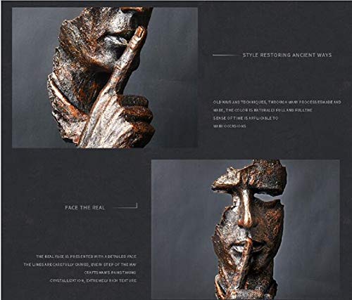 LWZY El Silencio es una Estatua Dorada de Creativa,Simple Moderno artesanias Adornos, Arte decoración Escultura para Oficina Sala de Estar Bar Café-G 12x13x34cm(5x5x13inch)