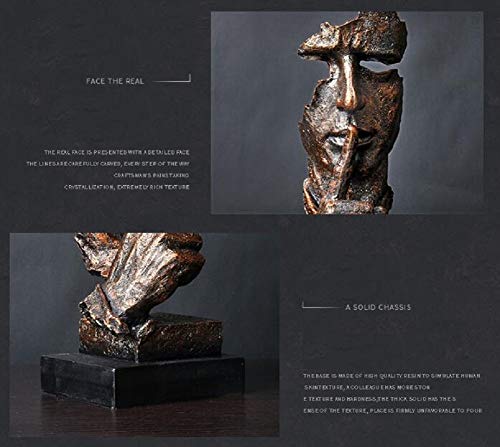 LWZY El Silencio es una Estatua Dorada de Creativa,Simple Moderno artesanias Adornos, Arte decoración Escultura para Oficina Sala de Estar Bar Café-G 12x13x34cm(5x5x13inch)