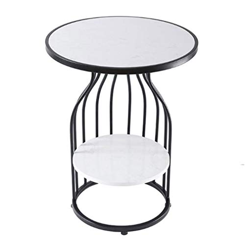 LXYPLM Mesa Auxiliar Centro Café Mesita de Noche Redondo Moderno Mesa de café de la Sala Lateral Tabla 2 Capa Final Tabla de imitación de mármol Blanco/Oro 19,7 * 24,8 Pulgadas (Color : C)