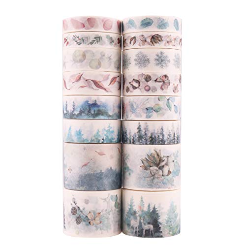 Lychii 16 Rolls cinta adhesiva & 8 PCS Sticker decorativa colección Maletín de maquillaje Bullet para DIY manualidades, Revistas, planificadores, tarjetas, scrapbook