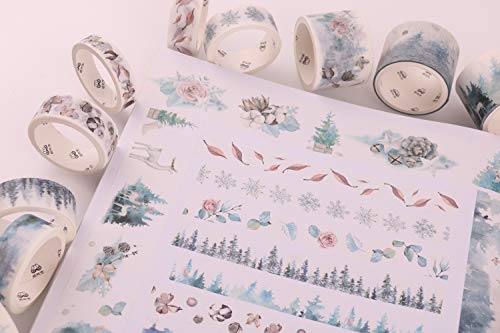 Lychii 16 Rolls cinta adhesiva & 8 PCS Sticker decorativa colección Maletín de maquillaje Bullet para DIY manualidades, Revistas, planificadores, tarjetas, scrapbook