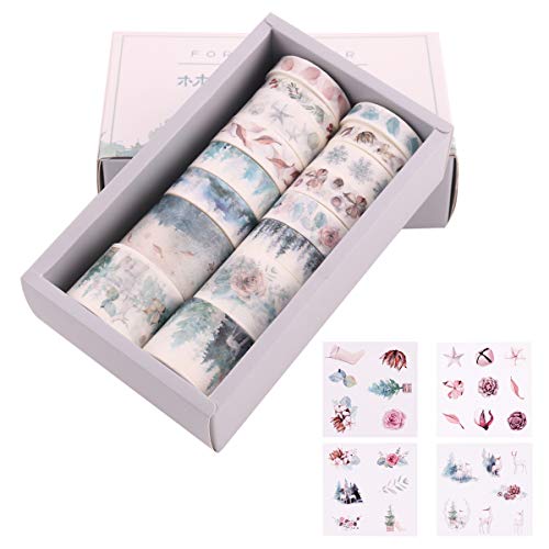 Lychii 16 Rolls cinta adhesiva & 8 PCS Sticker decorativa colección Maletín de maquillaje Bullet para DIY manualidades, Revistas, planificadores, tarjetas, scrapbook