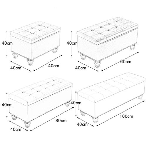 LYCIL Cuero Falso Lift Top Otomano Banco con Almacenamiento,Tapizado Botón Copetudo Descanso De Pies Taburete Asiento con Nailhead Trim para Sala De Estar Jengibre 40x40x40cm(16x16x16in)