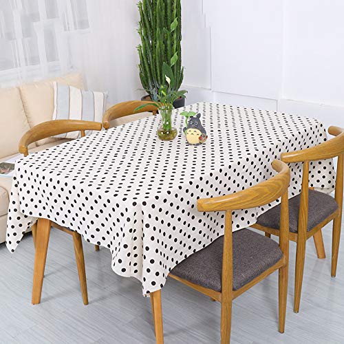 LYDCX Nórdico Simple Cuadros A Cuadros Amarillo Punto Blanco Y Negro Pequeño Pino Geométrico Vajilla Mantel De Algodón Y Lino Mantel Punto De Onda Negro 130 * 180 Cm