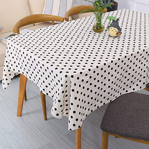 LYDCX Nórdico Simple Cuadros A Cuadros Amarillo Punto Blanco Y Negro Pequeño Pino Geométrico Vajilla Mantel De Algodón Y Lino Mantel Punto De Onda Negro 130 * 180 Cm