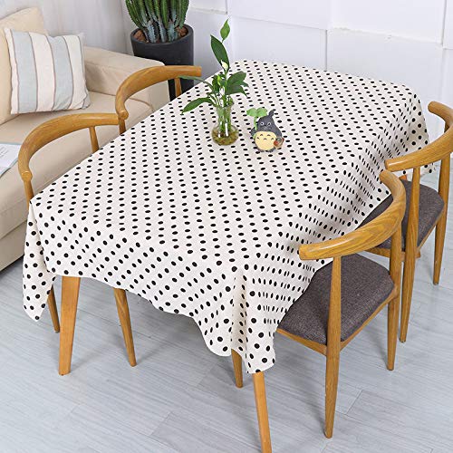 LYDCX Nórdico Simple Cuadros A Cuadros Amarillo Punto Blanco Y Negro Pequeño Pino Geométrico Vajilla Mantel De Algodón Y Lino Mantel Punto De Onda Negro 130 * 180 Cm