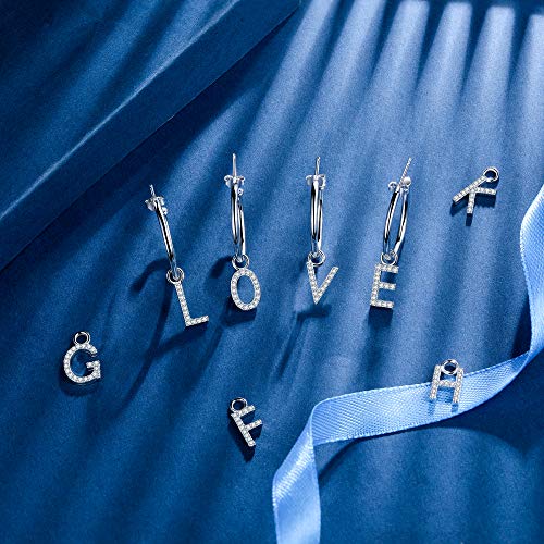Lydreewam Pendientes aro Colgantes De Letra U Plata de Ley 925 con 3A circonia cúbica para Mujer, diámetro 20mm (una pieza, no un par)