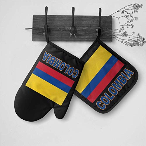 lymknumb Bandera Colombiana Manoplas y Soportes para ollas Colombia Guantes para cocinar Guantes para Hornear Guantes para cocinar en Barbacoa Hornear Asar a la Parrilla