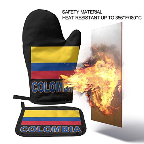 lymknumb Bandera Colombiana Manoplas y Soportes para ollas Colombia Guantes para cocinar Guantes para Hornear Guantes para cocinar en Barbacoa Hornear Asar a la Parrilla