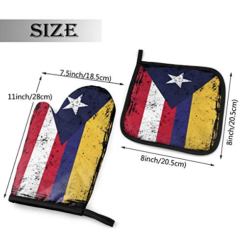 lymknumb Colombia Puerto Rico Banderas Mitones de Horno y Soportes para ollas Conjuntos Guantes de Cocina Guantes para Hornear para cocinar en Barbacoa Hornear Asar a la Parrilla