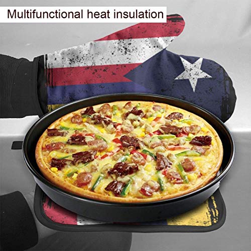 lymknumb Colombia Puerto Rico Banderas Mitones de Horno y Soportes para ollas Conjuntos Guantes de Cocina Guantes para Hornear para cocinar en Barbacoa Hornear Asar a la Parrilla