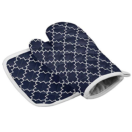 lymknumb Juego de Manoplas para Horno y Soporte para ollas, Antideslizante Resistente al Calor para Cocina, Barbacoa, cocción, asado a la Parrilla, geometría de Rompecabezas