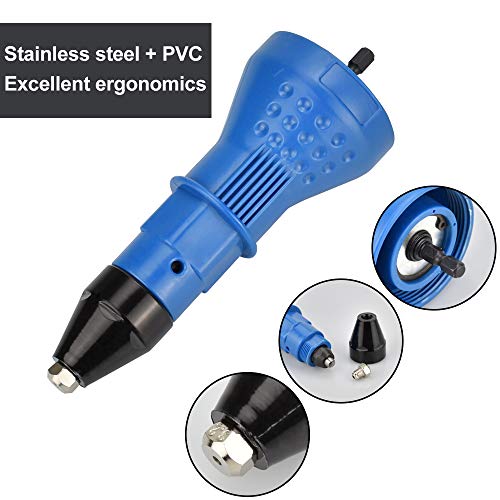 LYTIVAGEN Adaptador de Remache, Herramienta de Remachado con Boquilla y Llave Remachadora Eléctrica para Horno, Drmoire, Bricolaje (Azul)