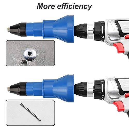 LYTIVAGEN Adaptador de Remache, Herramienta de Remachado con Boquilla y Llave Remachadora Eléctrica para Horno, Drmoire, Bricolaje (Azul)