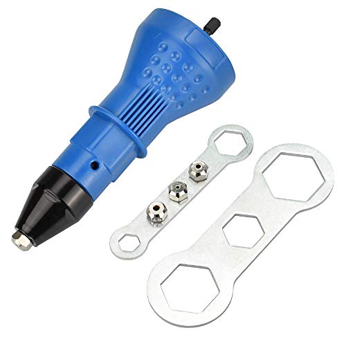 LYTIVAGEN Adaptador de Remache, Herramienta de Remachado con Boquilla y Llave Remachadora Eléctrica para Horno, Drmoire, Bricolaje (Azul)