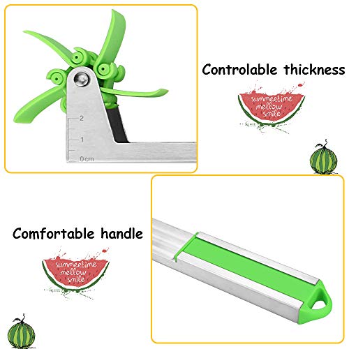 LYTIVAGEN Cortador de Sandía Acero Inoxidable Cortador de Molino de Viento con 2 en 1 Cuchara de Melon Cortador de Melón Cortador de Frutas para Cortar Sandía Melón