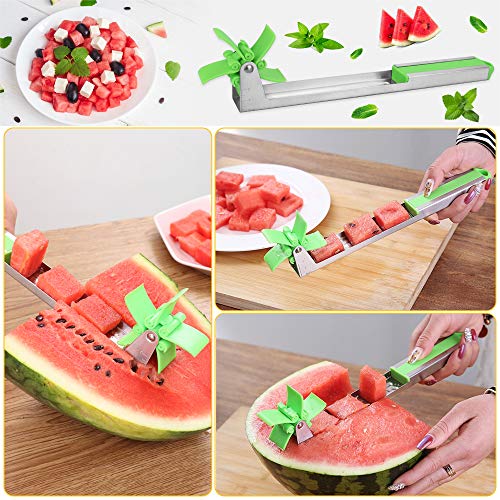 LYTIVAGEN Cortador de Sandía Acero Inoxidable Cortador de Molino de Viento con 2 en 1 Cuchara de Melon Cortador de Melón Cortador de Frutas para Cortar Sandía Melón