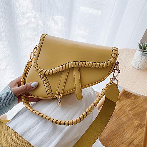LYZQ Alforja de cuero tejido, bolso de hombro único para mujer-naranja_China_Los 20 * 17 * 6cm