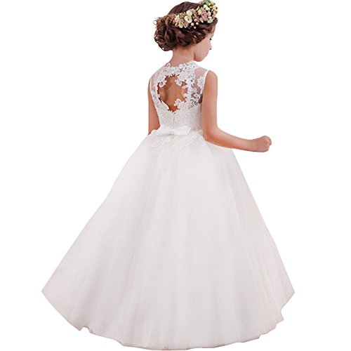 LZH Vestido de Niñas Cordón Princesa Vestidos de Novia Falda Larga para Fiesta Cosplay Disfraz 6-16 años（120-170）