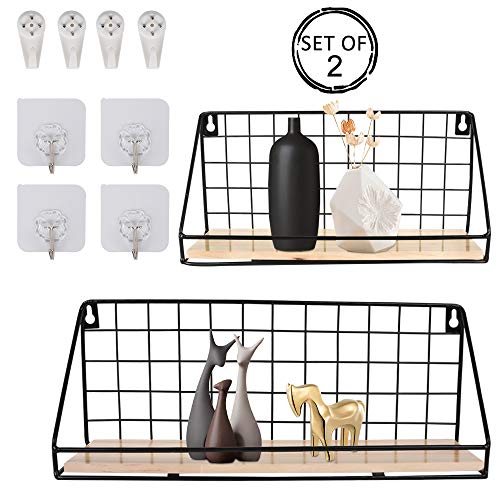 m zimoon Estantería de Pared, Estanterías Flotantes Montadas en la Pared Estantería Colgante Decoración para Sala de Estar Dormitorio Oficina Cocina Baño (2 Piezas, Negro)
