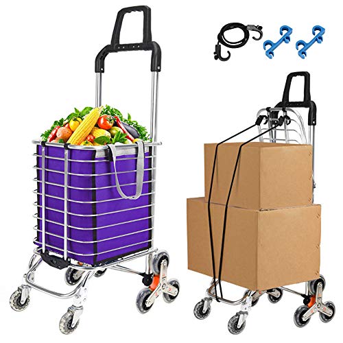 Macallen Carrito de Ruedas Plegable con Escaleras Ruedas para Subir Peso Ligero Supermercado