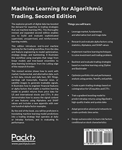 Machine Learning for Algorithmic Trading: Predictive models to extract signals from market and alternative data for systematic trading strategies with Python, 2nd Edition