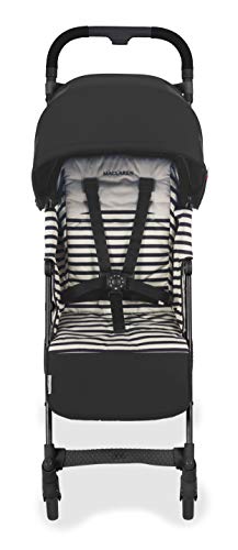 Maclaren WD1G270422 Quest Arc - Silla de paseo, ligero, manillar unido, para recién nacidos hasta los 25kg, asiento multiposición, suspensión en las 4 ruedas, Negro/Blanco Raya