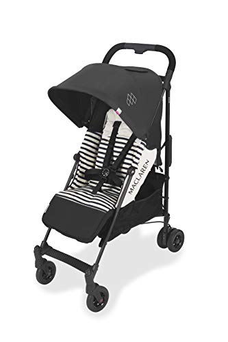 Maclaren WD1G270422 Quest Arc - Silla de paseo, ligero, manillar unido, para recién nacidos hasta los 25kg, asiento multiposición, suspensión en las 4 ruedas, Negro/Blanco Raya