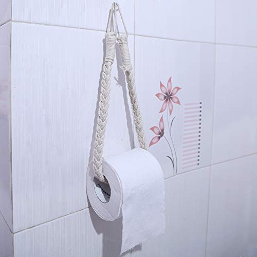 Macramé Portarrollos Baño Boho Style Hecho a Mano Home Decor Soporte Para Montaje en Pared Soporte Para Rollo de Tejido Se Ajusta a Rollos 3X