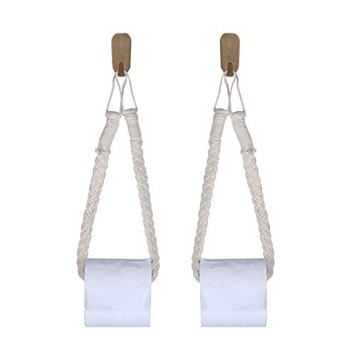 Macramé Portarrollos Baño Boho Style Hecho a Mano Home Decor Soporte Para Montaje en Pared Soporte Para Rollo de Tejido Se Ajusta a Rollos 3X