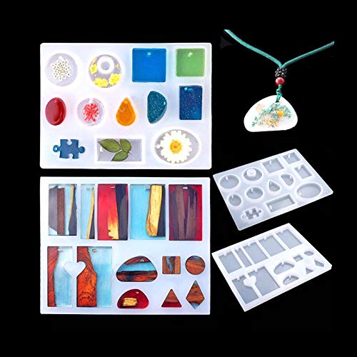 MACTREM 159 PCS Molde Silicona Resina,Moldes para Epoxy, Moldes de Silicona Resina DIY para Hacer artesanías de joyería DIY,Collar Pendiente Fabricación de Colgante Pulsera Creativo Bricolaje
