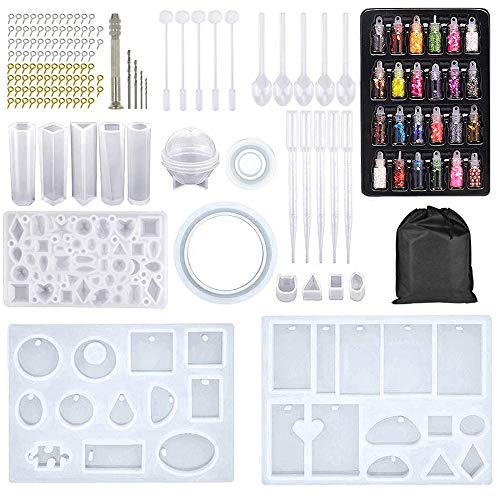 MACTREM 159 PCS Molde Silicona Resina,Moldes para Epoxy, Moldes de Silicona Resina DIY para Hacer artesanías de joyería DIY,Collar Pendiente Fabricación de Colgante Pulsera Creativo Bricolaje