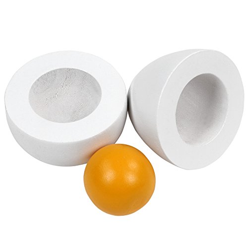 Madera Huevos | en Blanco y Marrón, con Extraíble Yema de Huevo, 6x4,5 cm, Ø 4,5 cm | Niños Juguete, Mano Sonajero Educación