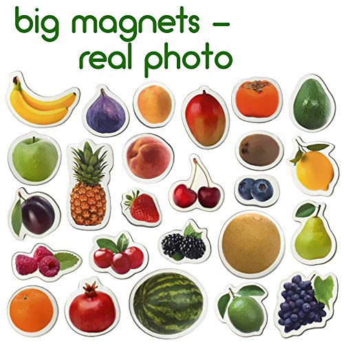 MAGDUM Frutas&Bayas Imanes Foto Real Infantil para niños - Imanes Nevera Grandes - Juguetes EDUCATIVOS bebé 3 años - Imanes Pizarra magnética para Aprender - Teatro de imán para niños