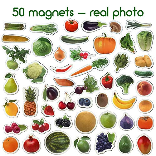 MAGDUM Frutas&Bayas&Verduras Imanes Foto Real Infantil para niños - Imanes Nevera Grandes - Juguetes EDUCATIVOS bebé 3 años - Imanes Pizarra magnética para Aprender - Teatro de imán