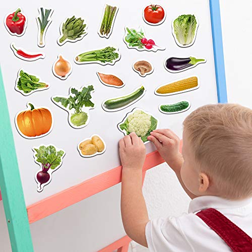 MAGDUM Verduras Imanes Foto Real Infantil para niños - Imanes Nevera Grandes - Juguetes EDUCATIVOS bebé 3 años - Imanes Pizarra magnética para Aprender - Teatro de imán para niños